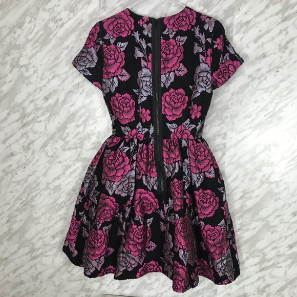 ASOS Structured Dolly Skater Dress Floral Black 0 - Picture 5 of 15